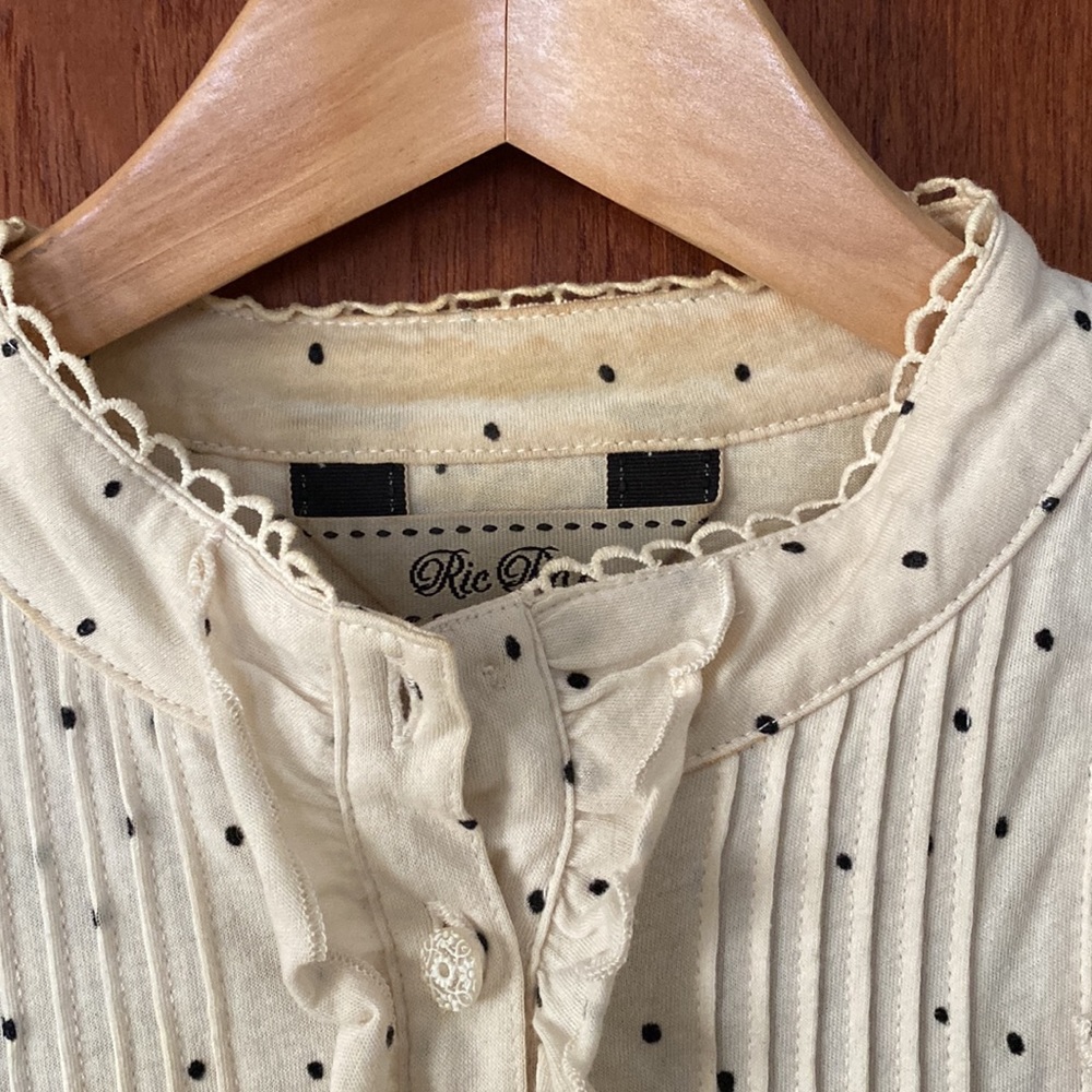 Anthropologie Ric Rac ruffle polka dot long sleeve short - Picture 5 of 11